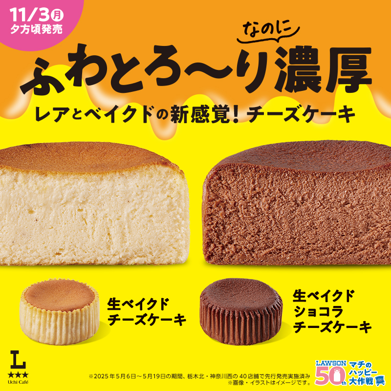 11月3日(月)夕方ごろ発売！レアとベイクドの新感覚！チーズケーキ