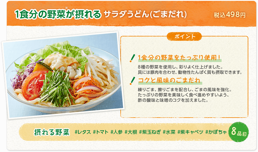 １食分の野菜が摂れる ごまだれのサラダうどん