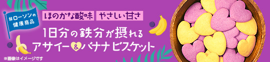 ローソンの健康商品 ほのかな酸味 やさしい甘さ 1日分の鉄分が摂れる アサイー&バナナビスケット