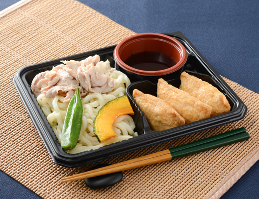 よくばりセットメシ　冷し豚しゃぶと夏野菜のうどん＆いなり