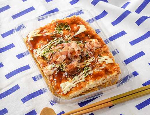 屋台風お好み焼(イカ入り)＆焼そば
