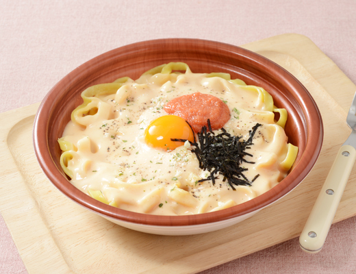 ソースたっぷり生パスタ　明太カルボナーラ