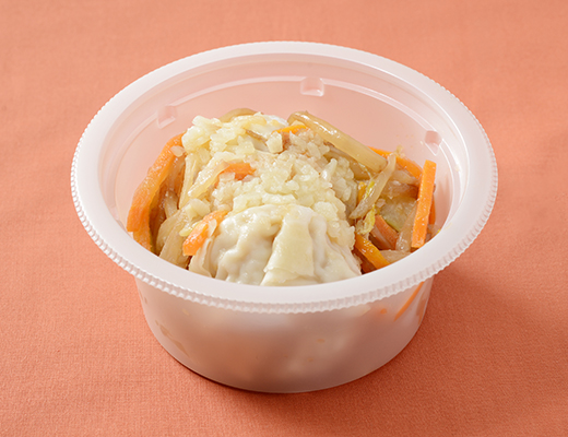 温めて食べる　にんにく野菜炒めと焼売