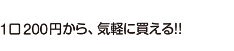 1口200円から、気軽に買える!!