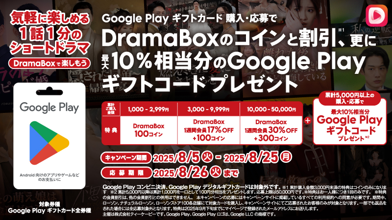 Google Play ギフトカードキャンペーン実施中！