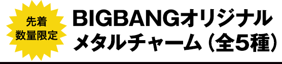 先着数量限定 BIGBANGオリジナルメタルチャーム（全5種）