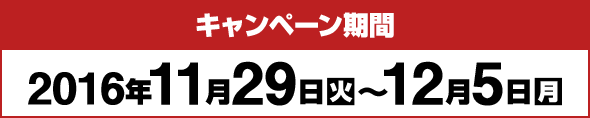 キャンペーン期間 2016年11月29日火〜12月5日月