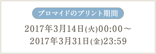 ブロマイドのプリント期間 2017年3月14日(火)00:00～2017年3月31日(金)23:59