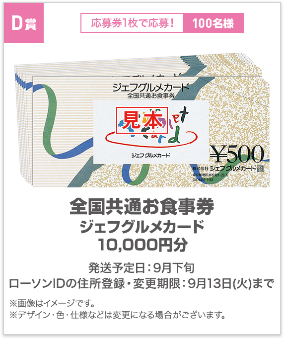 D賞全国共通お食事券ジェフグルメカード 10,000円分