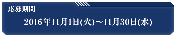 応募期間 2016年11月1日(火)〜11月30日(水)