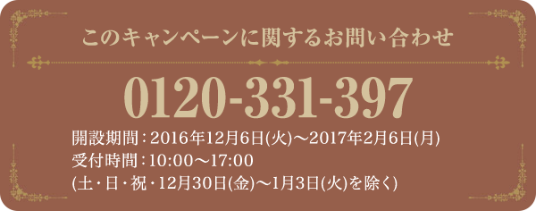 このキャンペーンに関するお問い合わせ 0120-331-397