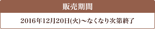 キャンペーン期間 2016年12月20日(火)〜なくなり次第終了
