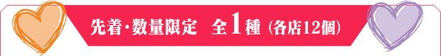 先着・数量限定 全1種（各店12個）