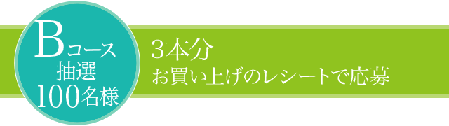 Bコース抽選100名様 3本分お買い上げのレシートで応募