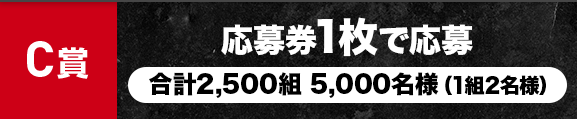 C賞 応募券1枚で応募 合計2,500組 5,000名様(1組2名様)