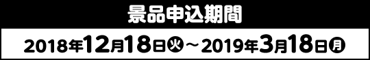 景品申込期間 2018年12月18日(火)〜2019年3月18日(月)