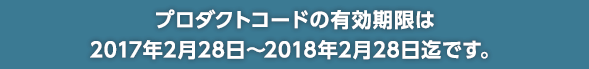 プロダクトコードの有効期限は2017年2月28日〜2018年2月28日迄です。