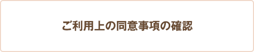 ご利用上の同意事項の確認