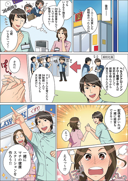 漫画でわかるヘルスケアローソン 株式会社ローソン 加盟店オーナー募集