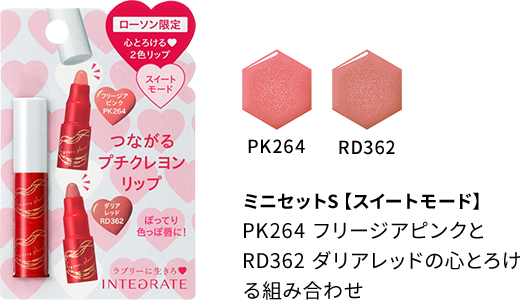 ミニセットS【スイートモード】PK264 フリージアピンクとRD362 ダリアレッドの心とろける組み合わせ