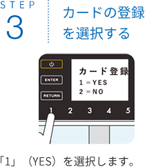 STEP3 カードの登録を選択する 「1」（YES）を選択します。