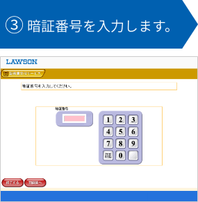 ③暗証番号を入力します。