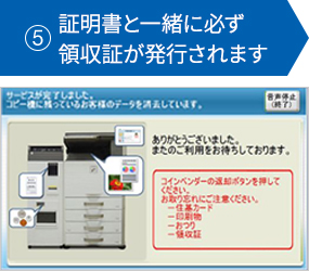 ⑤証明書と一緒に必ず領収証が発行されます