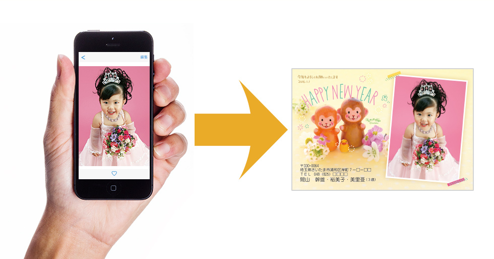スマホで写真入り年賀状もカンタン!